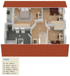 3D Grundriss - Obergeschoss